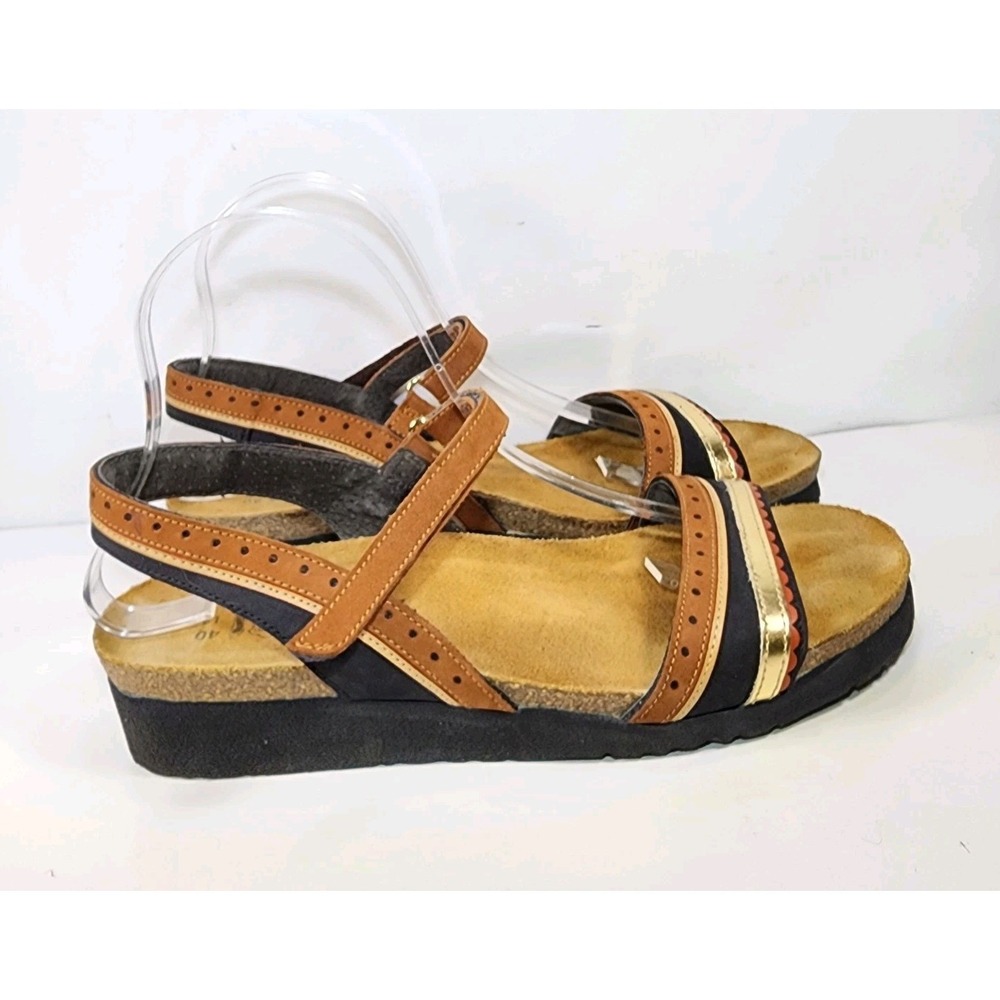 Naot Beverly Slingback Sandals Womens 40 EUR 9 US Black Brown Nubuck EUC